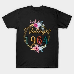 60 Years Old Gifts Vintage 1964 Floral 60th Birthday Party T-Shirt